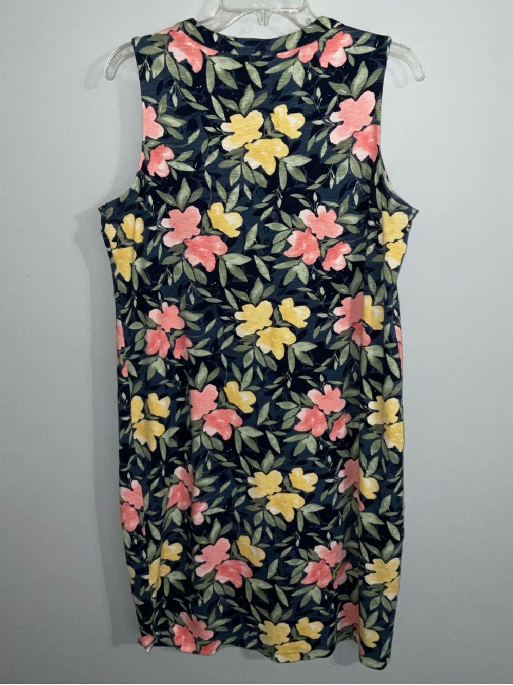 Chico's Navy Sleeveless Floral T-Shirt Shift Dress All-Day Comfort Size1/Small - Picture 3 of 8